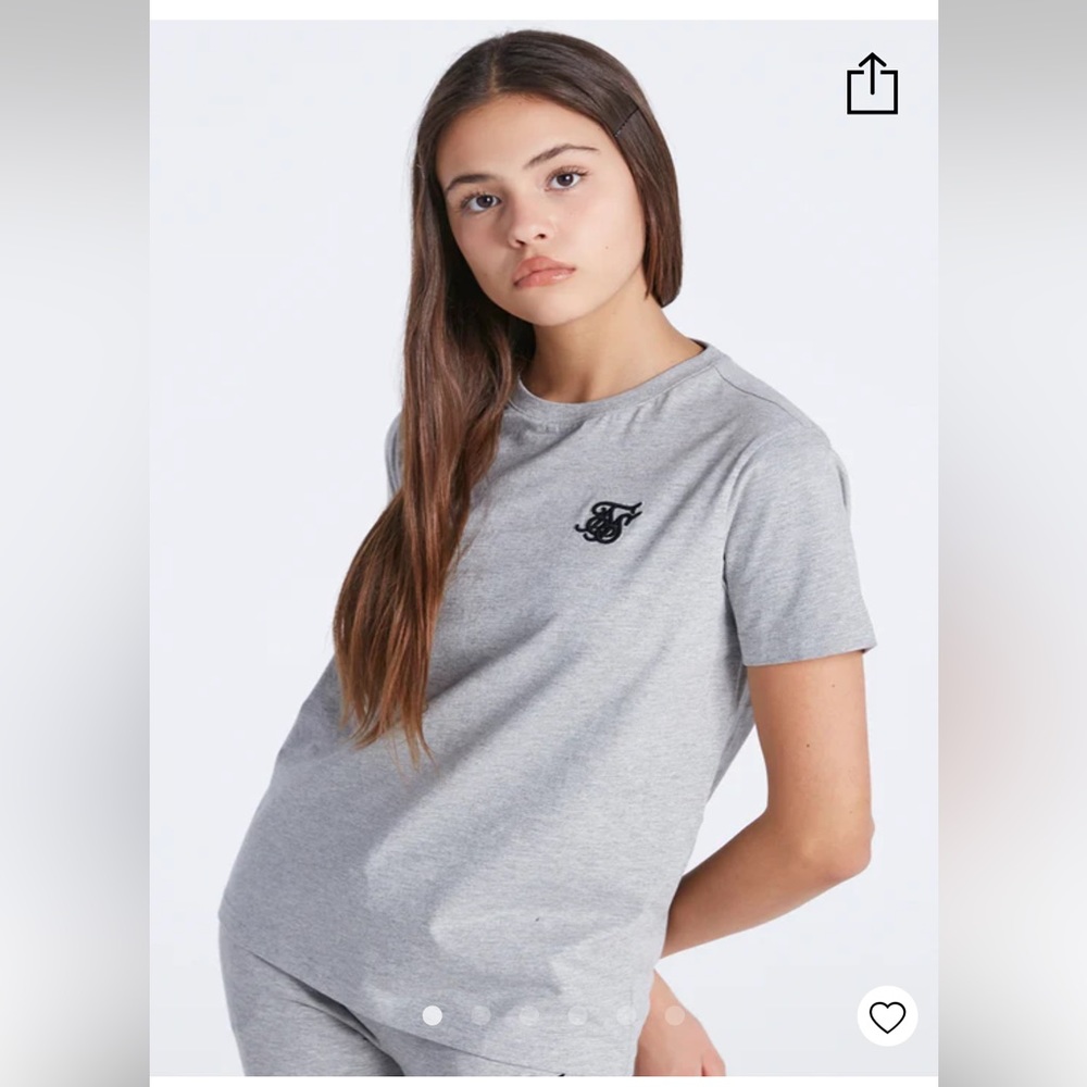 New Girls Siksilk Grey Marl Essentials Boyfriend T-Shirt‎